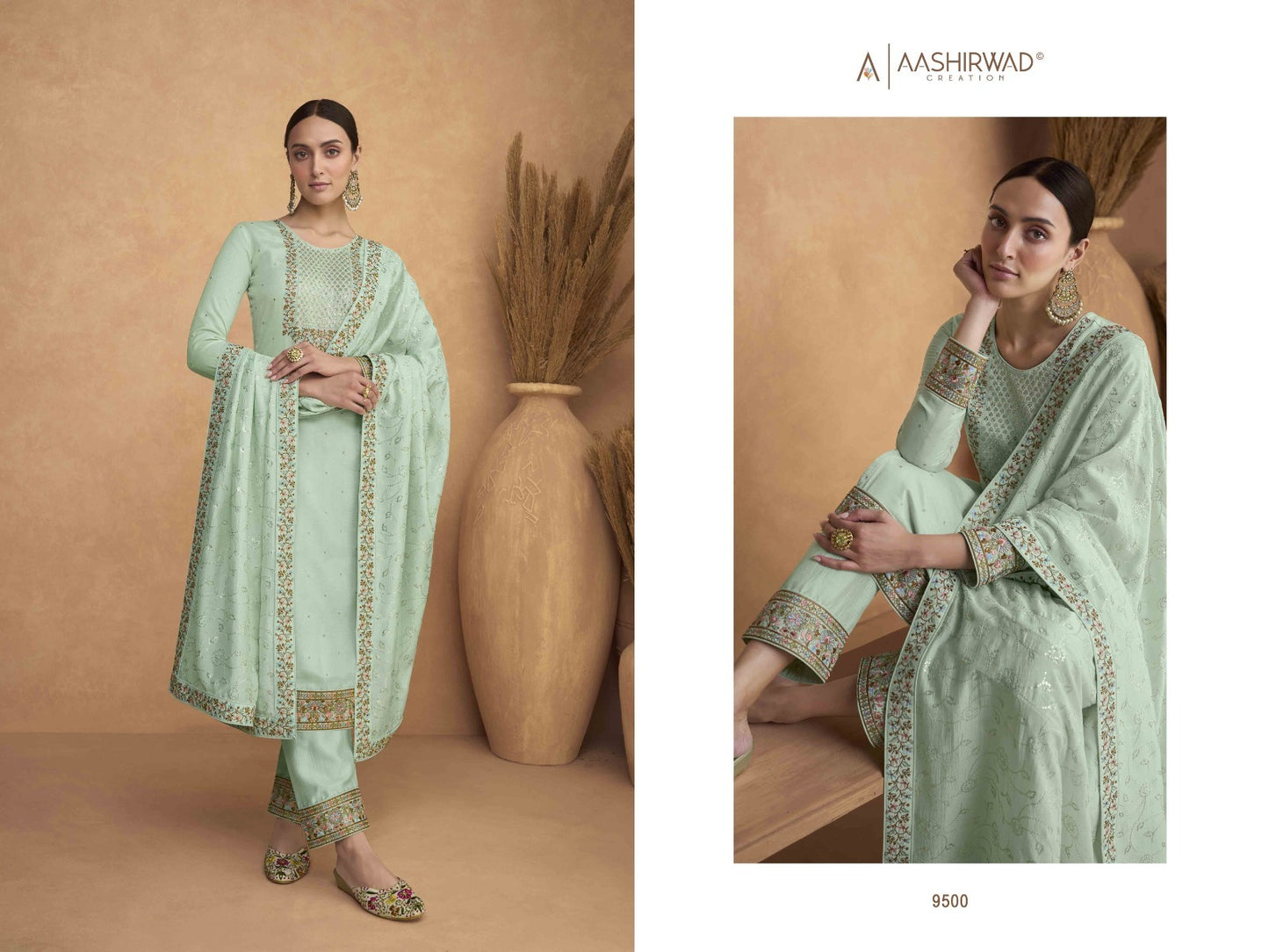 9500 Resham Aashirwad Creation Unstitched Suits