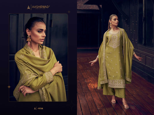 9738 Tulip Aashirwad Creation Unstitched Suits