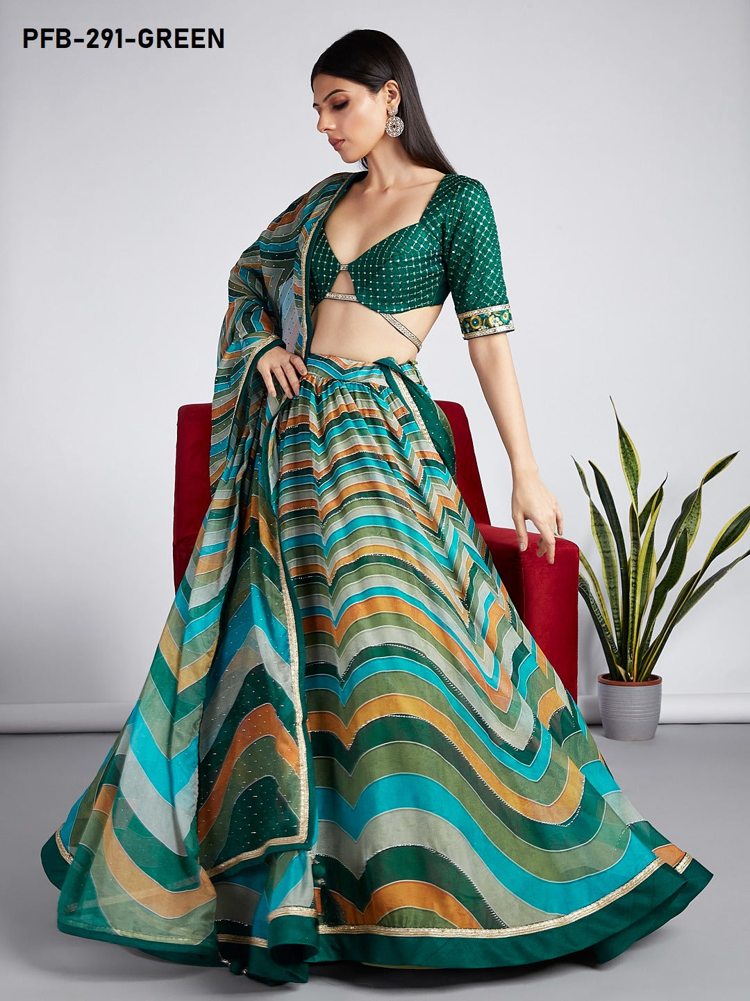 Pfb 291 Green Pf Lehenga Choli