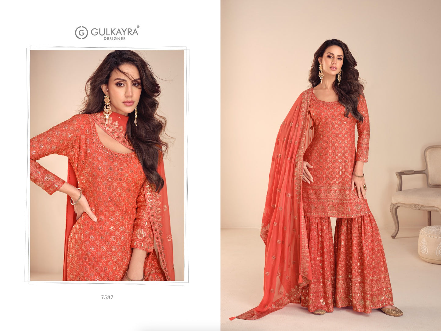 7587 Ziana Gulkayra Designer Real Chinon Readymade Suits