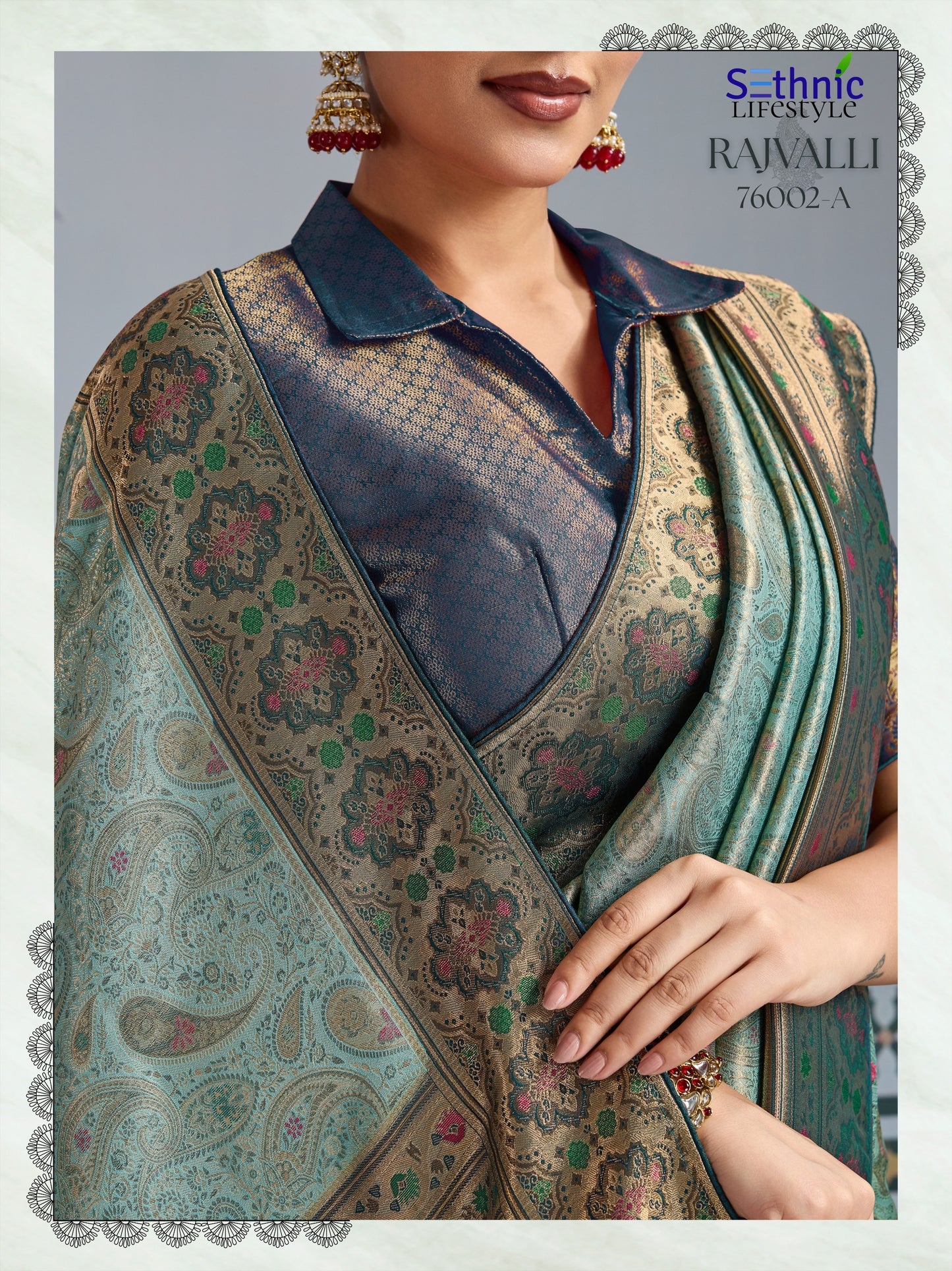 76002A Rajvalli Platinum Sethnic Soft Silk Sarees