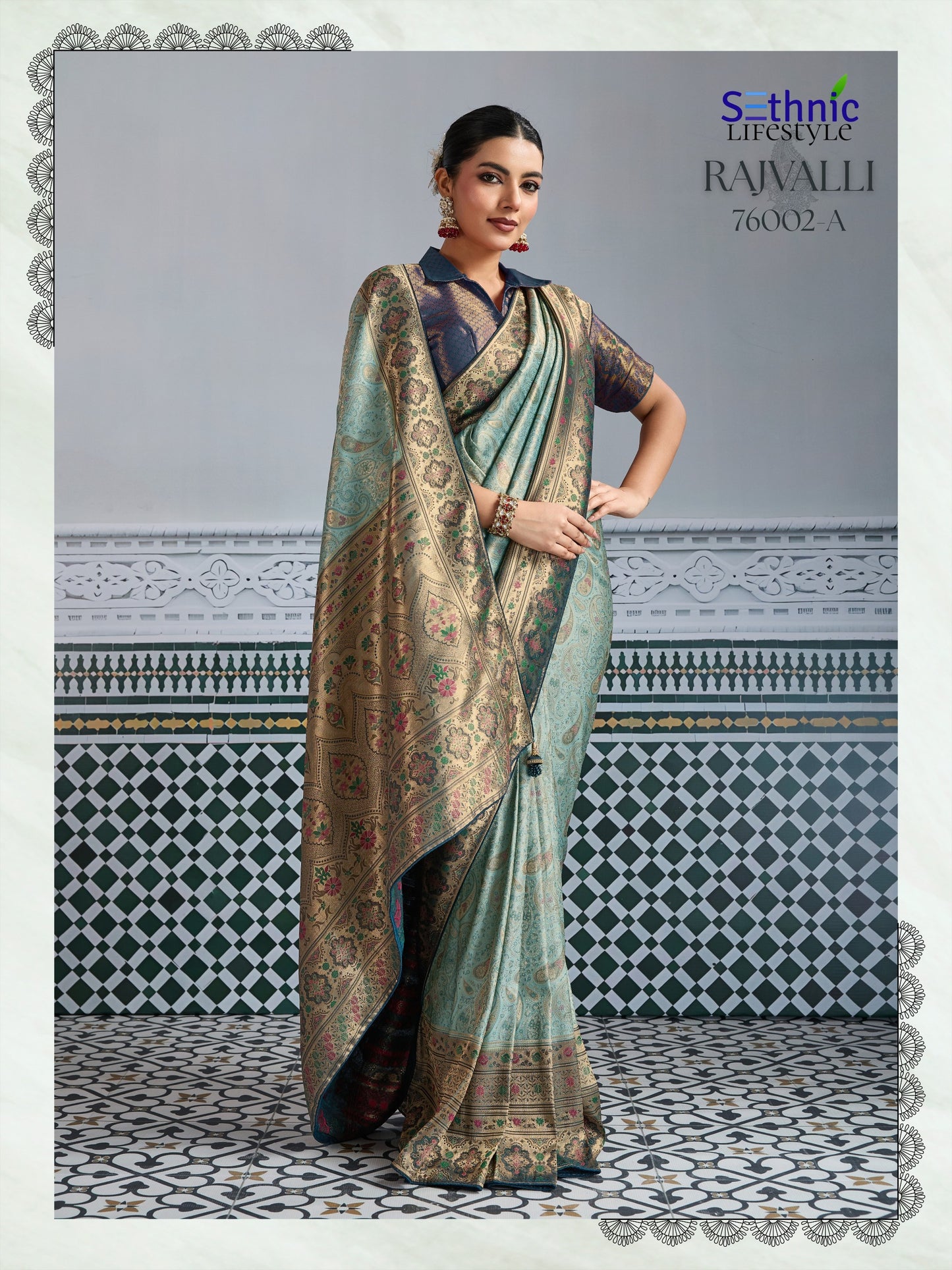 76002A Rajvalli Platinum Sethnic Soft Silk Sarees