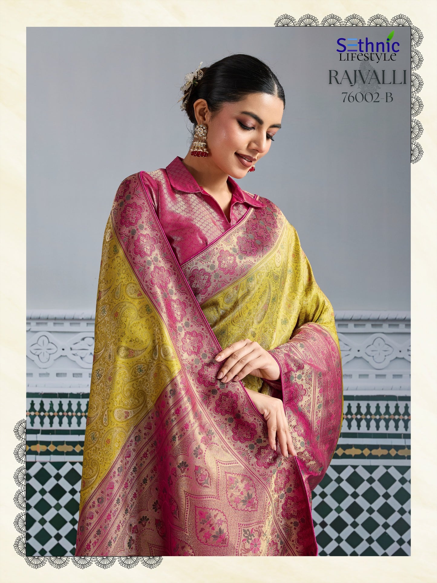 76002B Rajvalli Platinum Sethnic Soft Silk Sarees