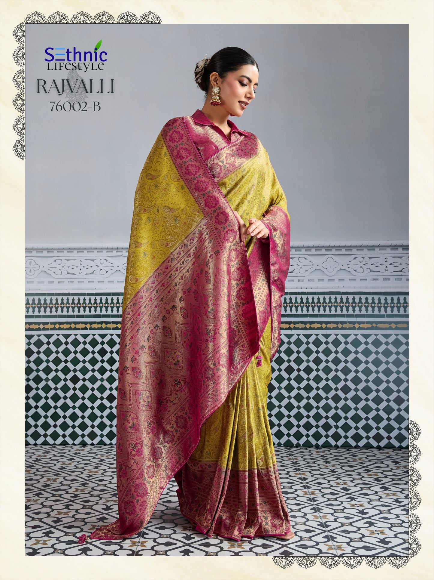 76002B Rajvalli Platinum Sethnic Soft Silk Sarees