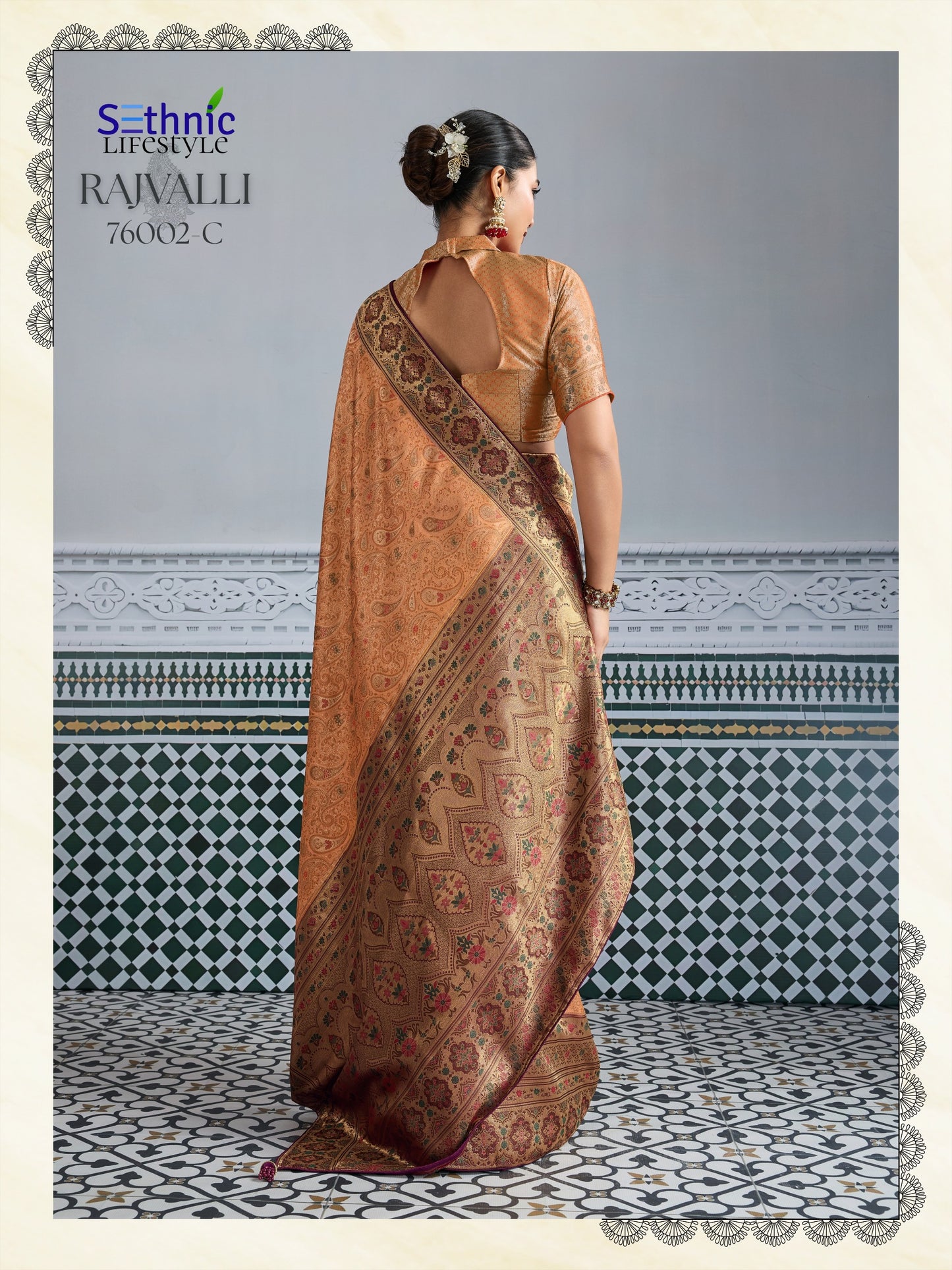 76002C Rajvalli Platinum Sethnic Soft Silk Sarees