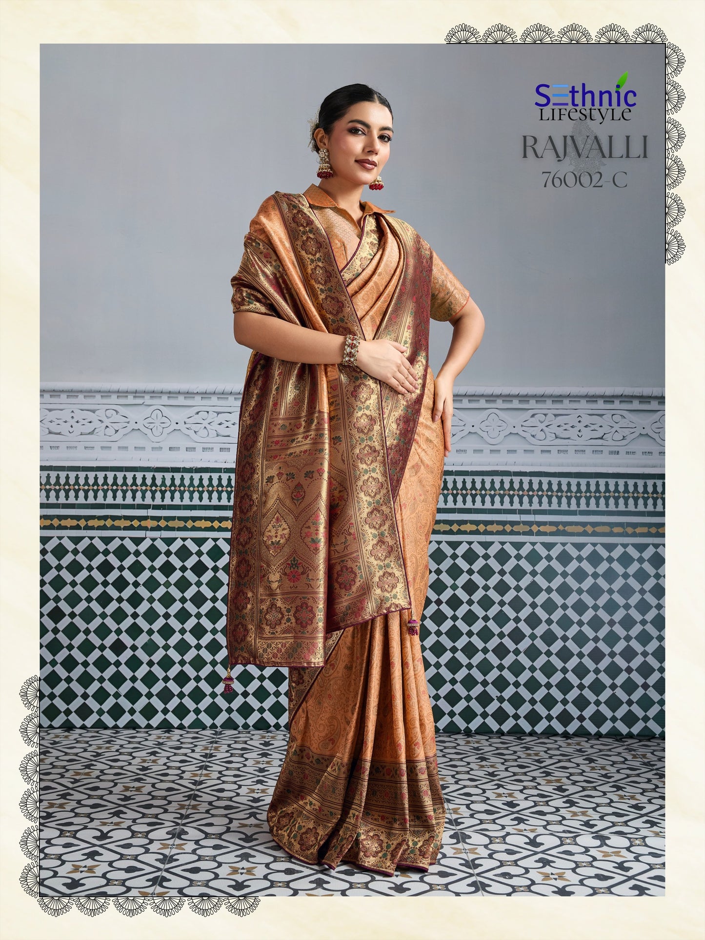 76002C Rajvalli Platinum Sethnic Soft Silk Sarees