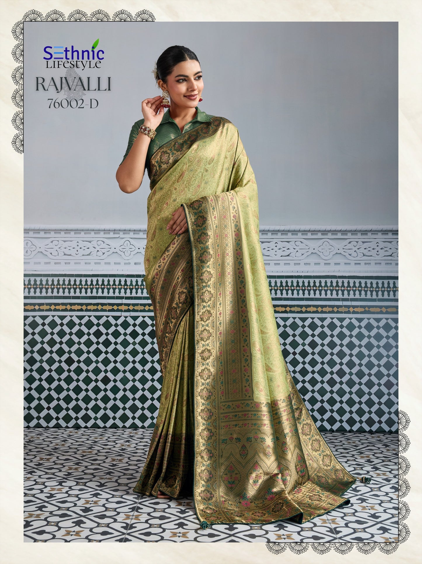 76002D Rajvalli Platinum Sethnic Soft Silk Sarees