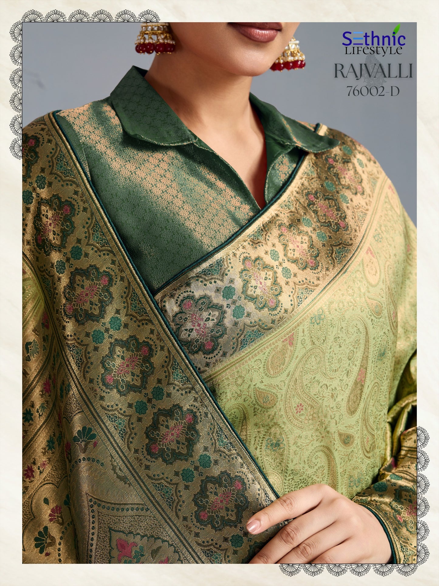 76002D Rajvalli Platinum Sethnic Soft Silk Sarees