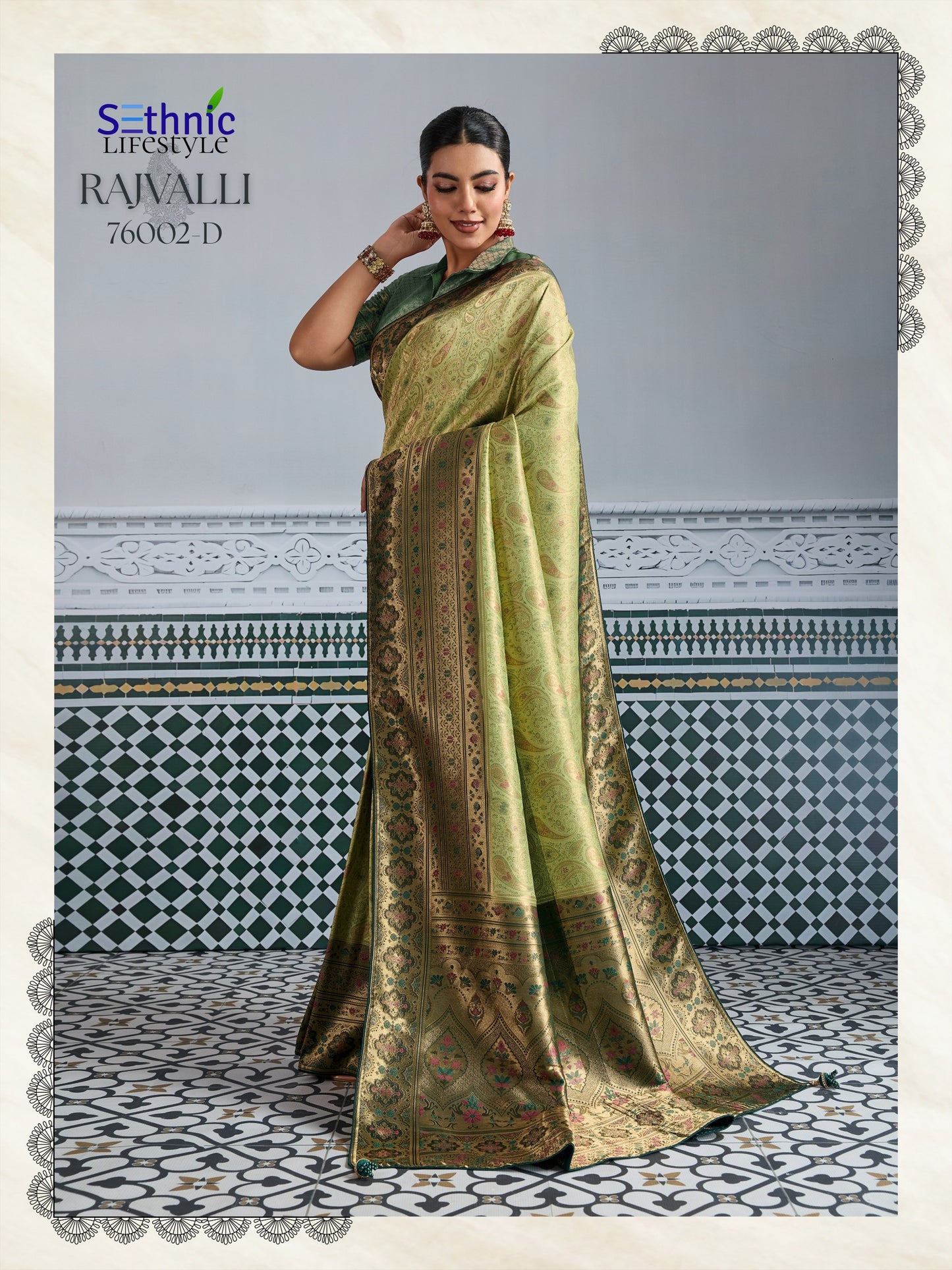 76002D Rajvalli Platinum Sethnic Soft Silk Sarees