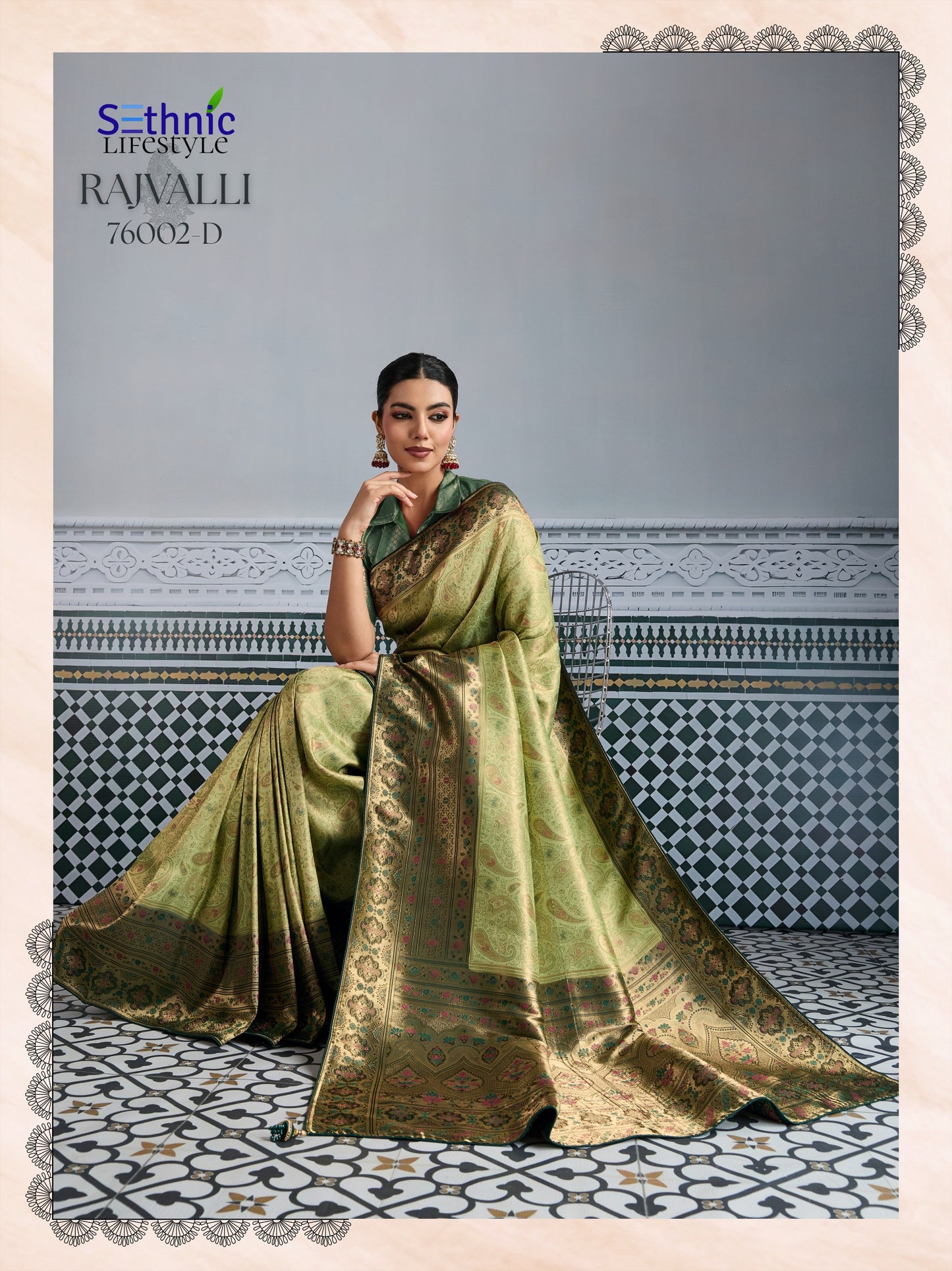 76002D Rajvalli Platinum Sethnic Soft Silk Sarees