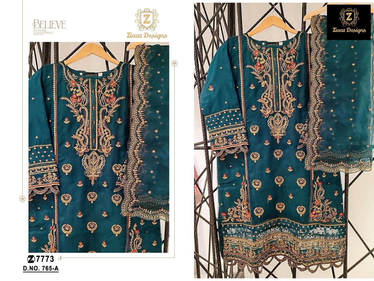 765A Ziaaz Designs Embroidery Pakistani Salwar Suits