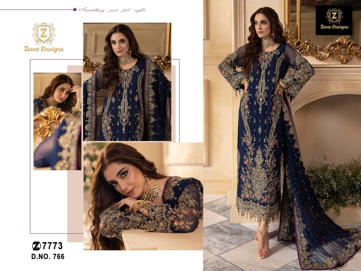 766 Ziaaz Designs Embroidered Pakistani Salwar Suits