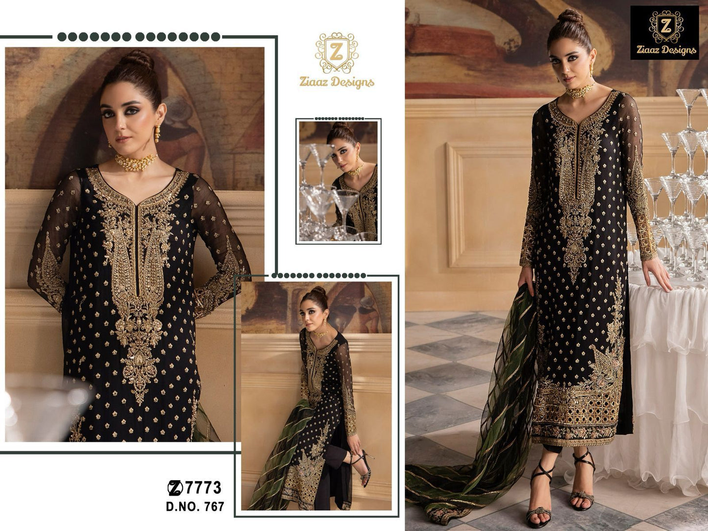 767 Ziaaz Designs Georgette Pakistani Salwar Suits