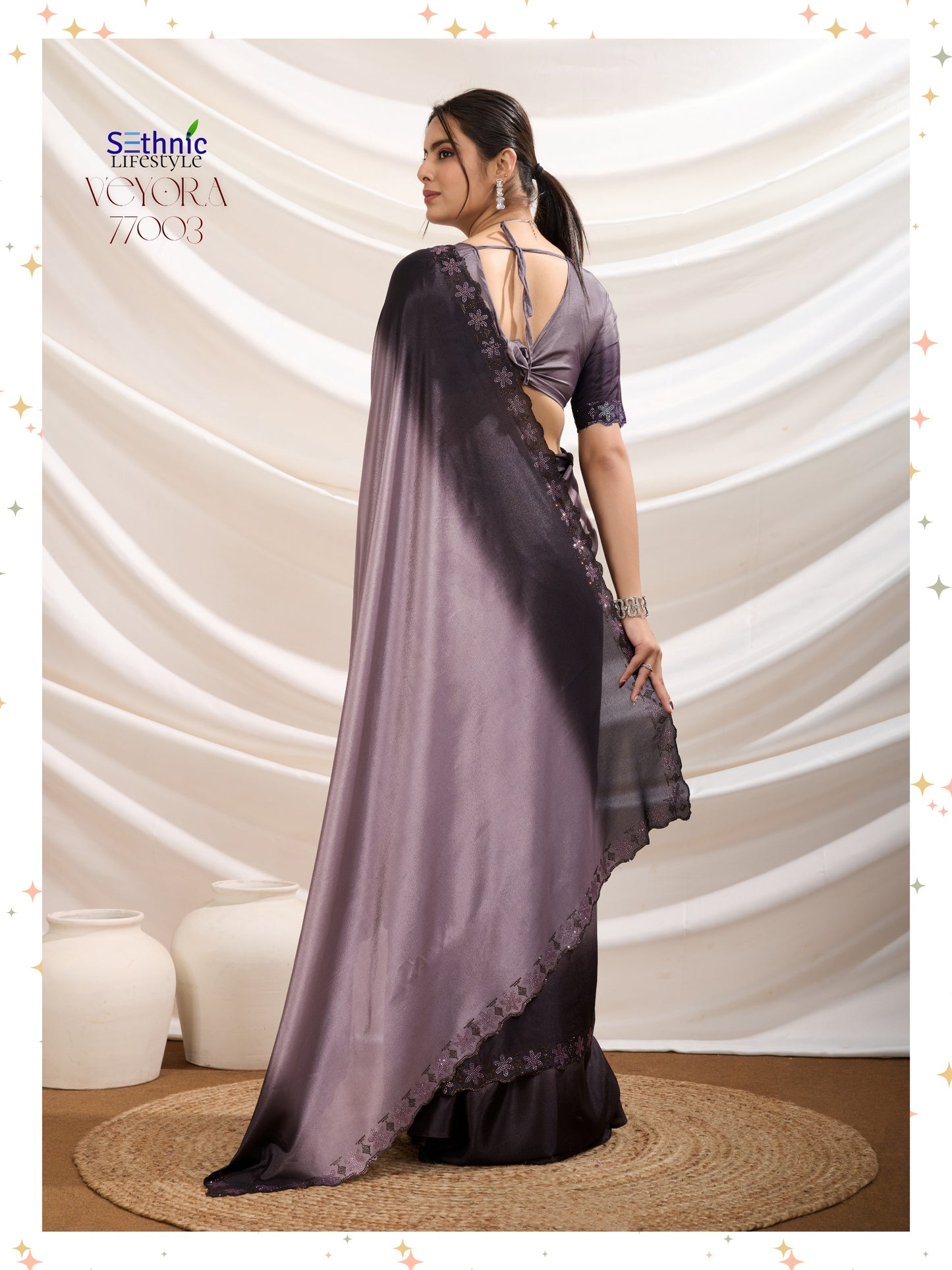77003 Veyora Sethnic Dyed Crepe Sarees