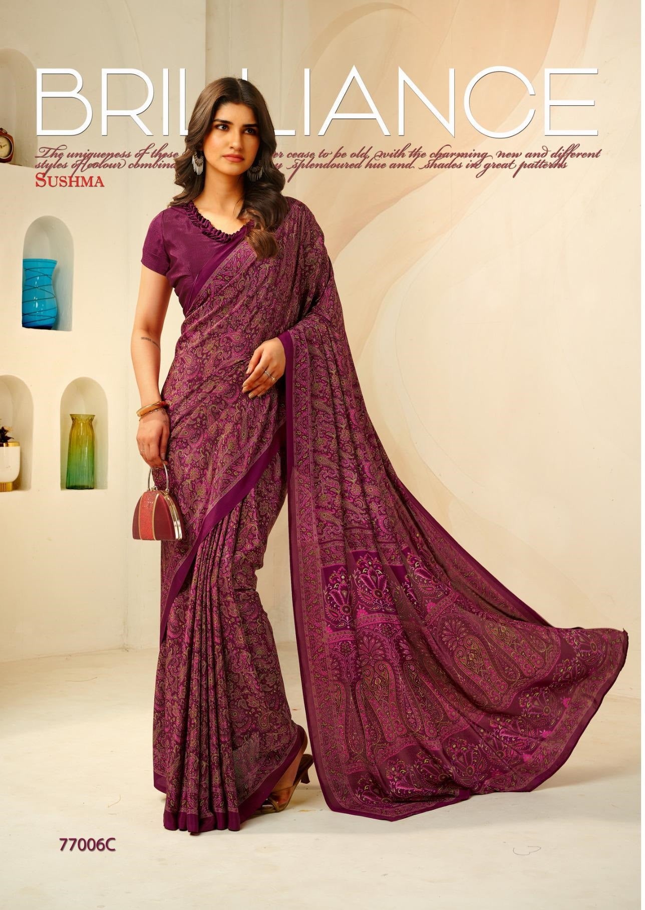 77006C Pristine Sushma Crape Sarees