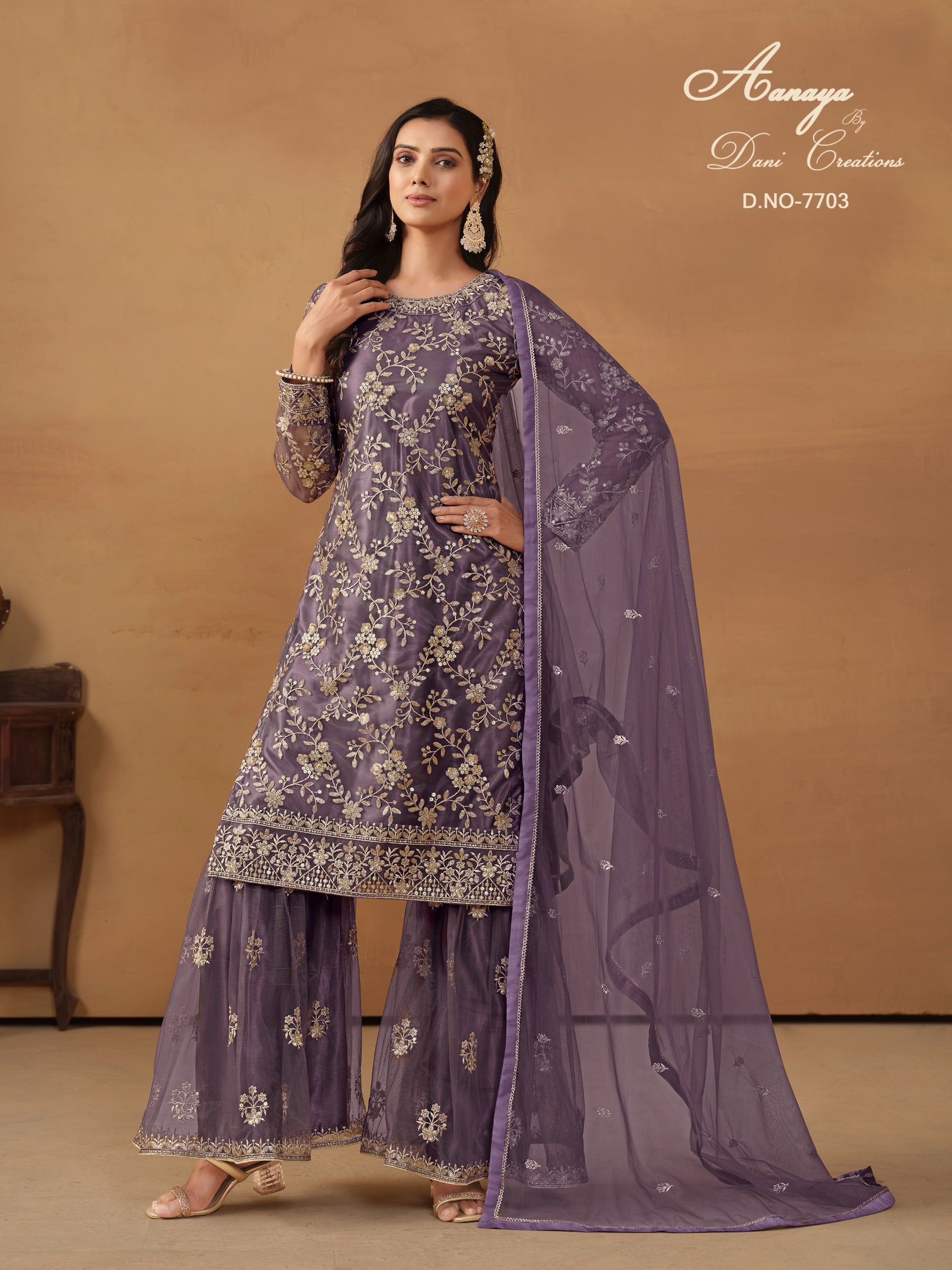 7703 Aanaya Vol 177 Dani Creation Net Unstitched Suits