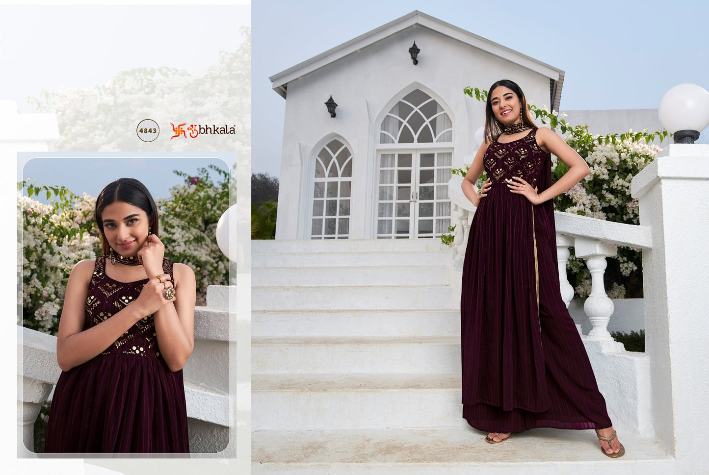 4843 Flory Vol 28 Shubhkala Gown Dupatta Set