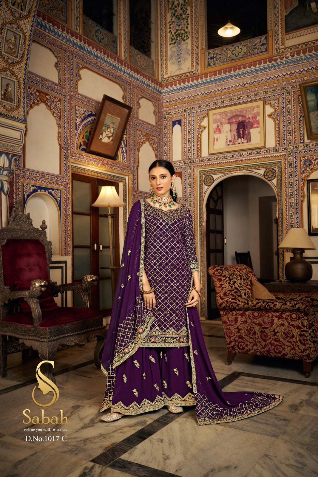1017C Zeel Sabah Unstitched Suits