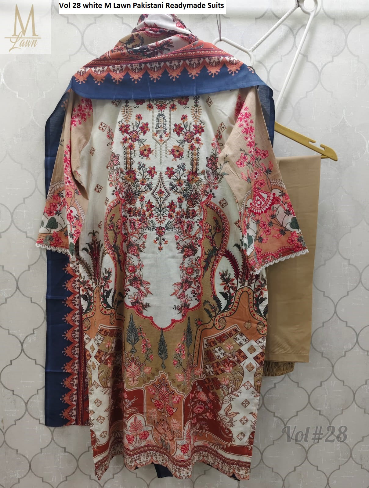 Vol 28 White M Lawn Pakistani Readymade Suits