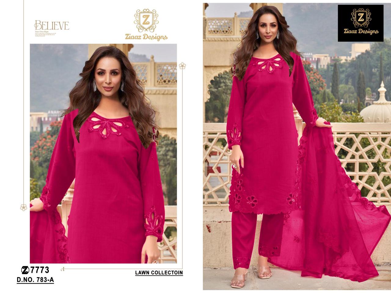 783-A Ziaaz Designs Cambric Pakistani Salwar Suits