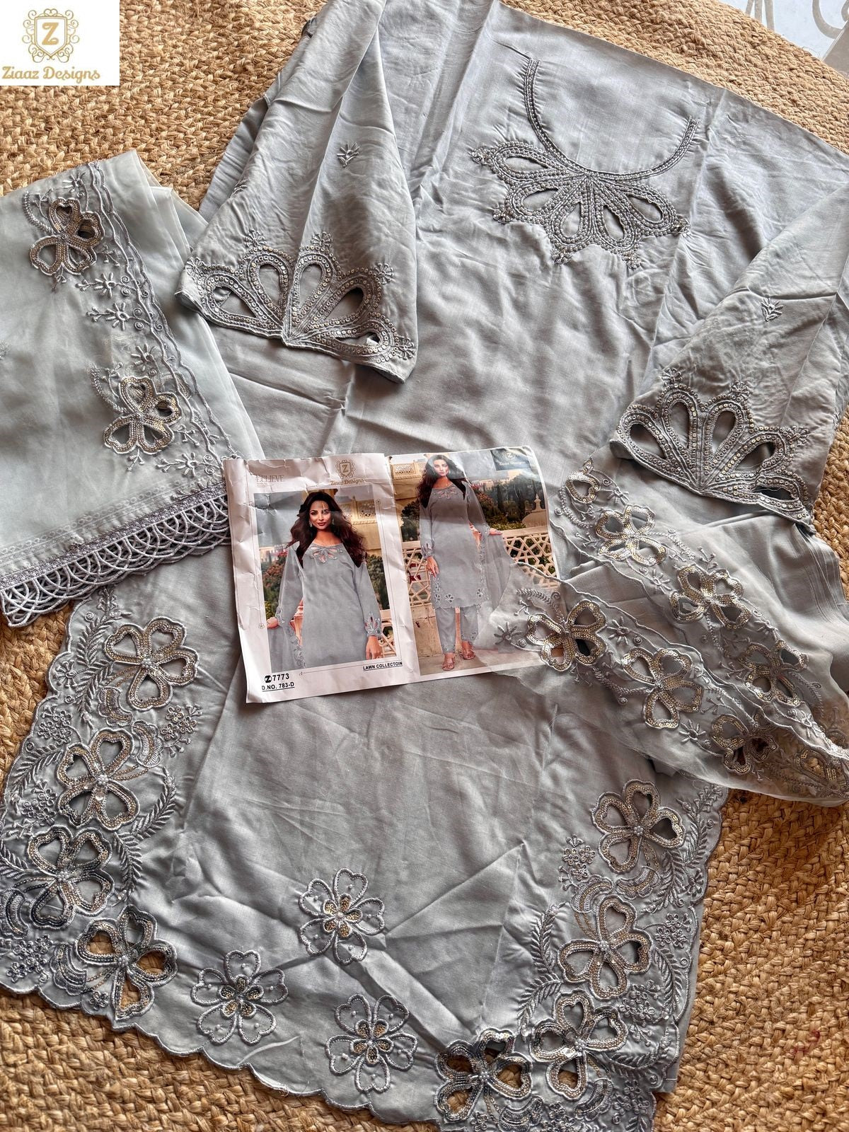 783-D Ziaaz Designs Cambric Pakistani Salwar Suits