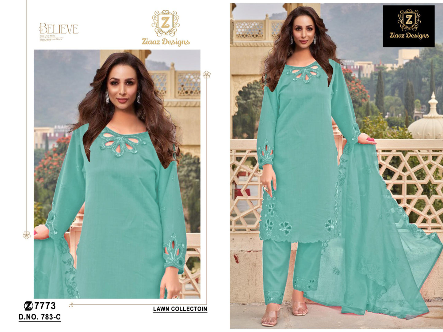 783C Ziaaz Designs Emroidery Pakistani Patch Suits