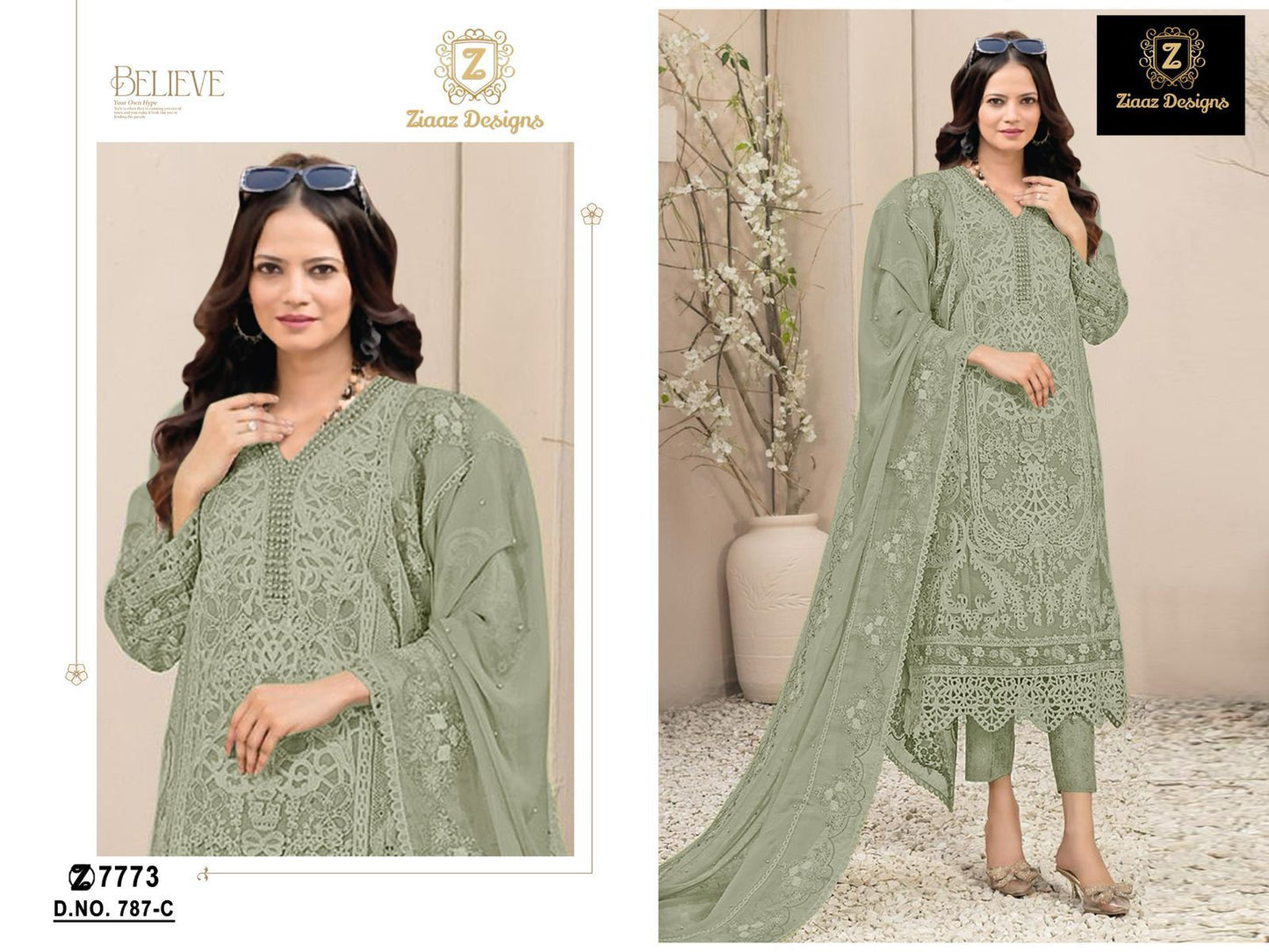 787C Ziaaz Designs Handwork Pakistani Salwar Suits
