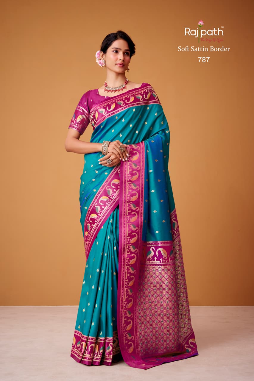 787 Flamingo Rajpath Satin Silk Sarees