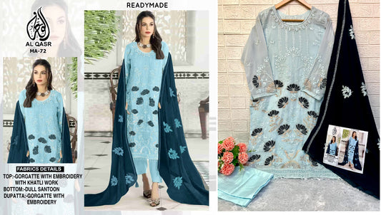Ma-72 Sky Blue Al Qasr Pakistani Readymade Suits