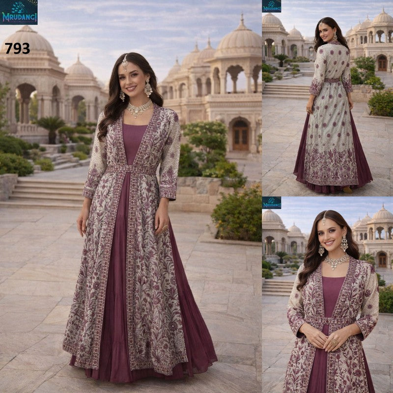 793-Jhalak Mrudangi Real Chinnon Silk One Piece Gown