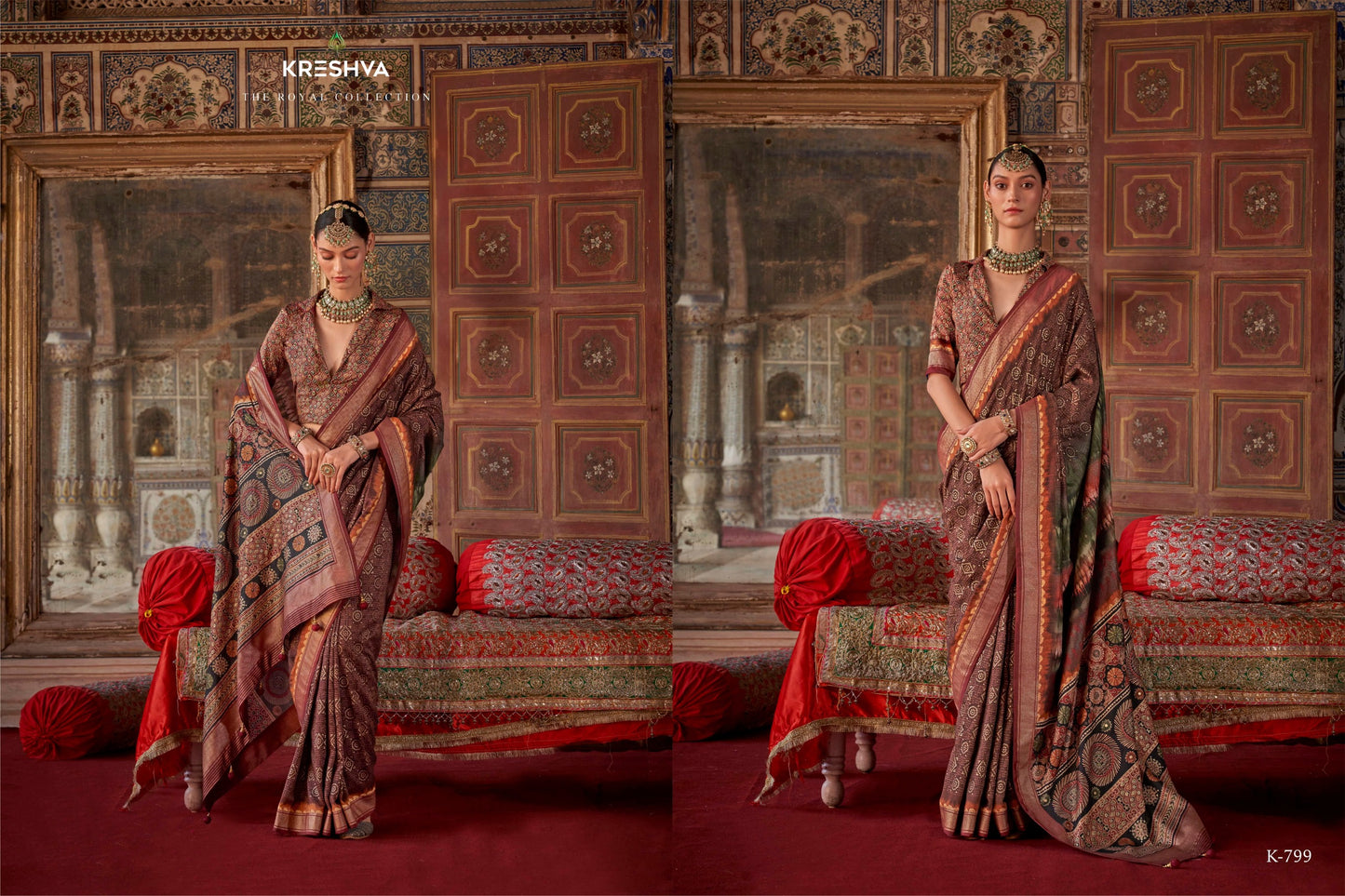 799 Indrani Kreshva Gold Finish Sarees