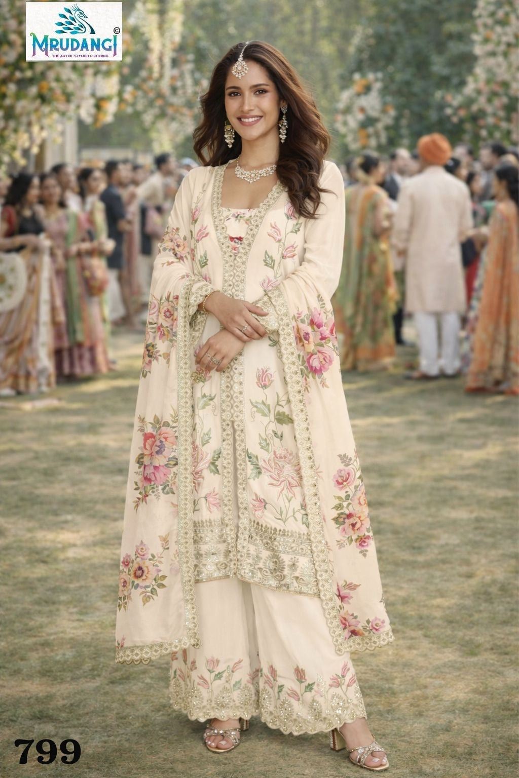 799 Sitara Mrudangi Premium Chinnon Silk Readymade Suits