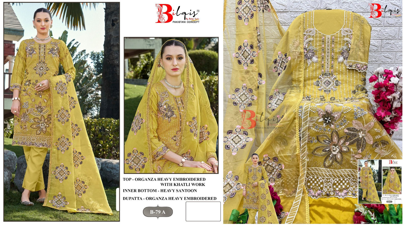 79A Bilqis Organza Pakistani Salwar Suits