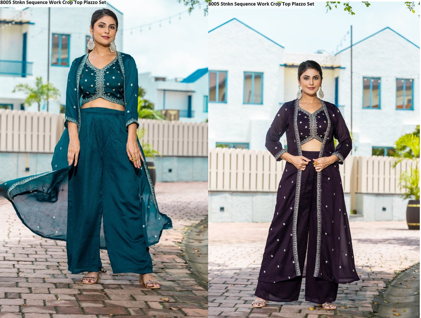 8005 Stnkn Sequence Work Crop Top Plazzo Set