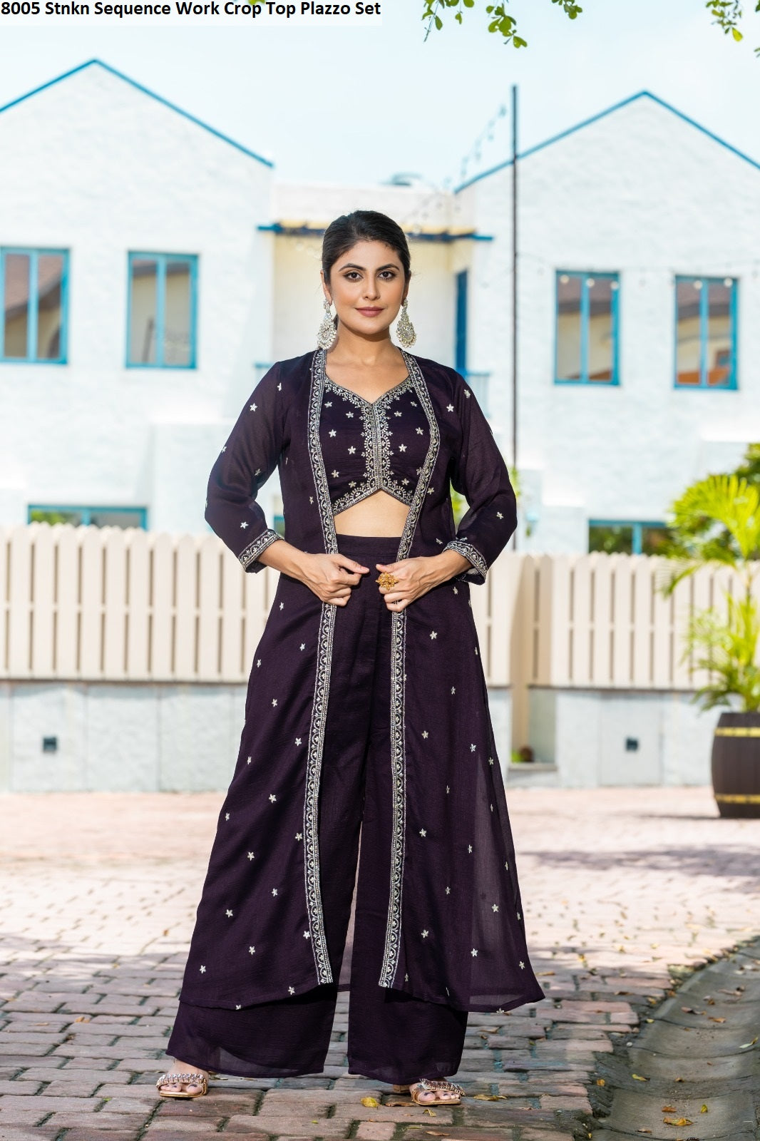 8005 Stnkn Sequence Work Crop Top Plazzo Set