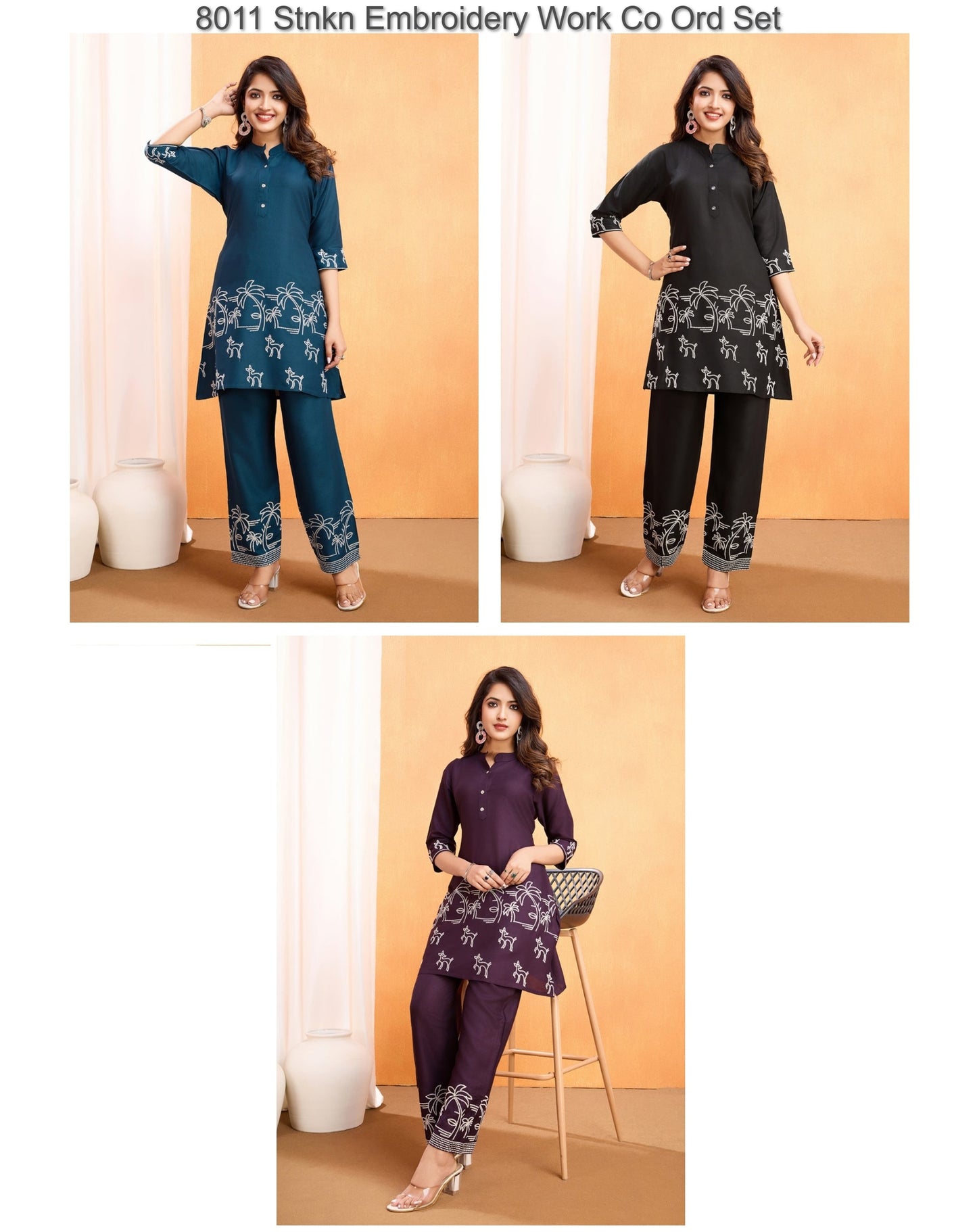 8011 Stnkn Embroidery Work Co Ord Set