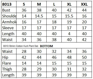 8013 Stnkn Cotton Kurti Pant Set