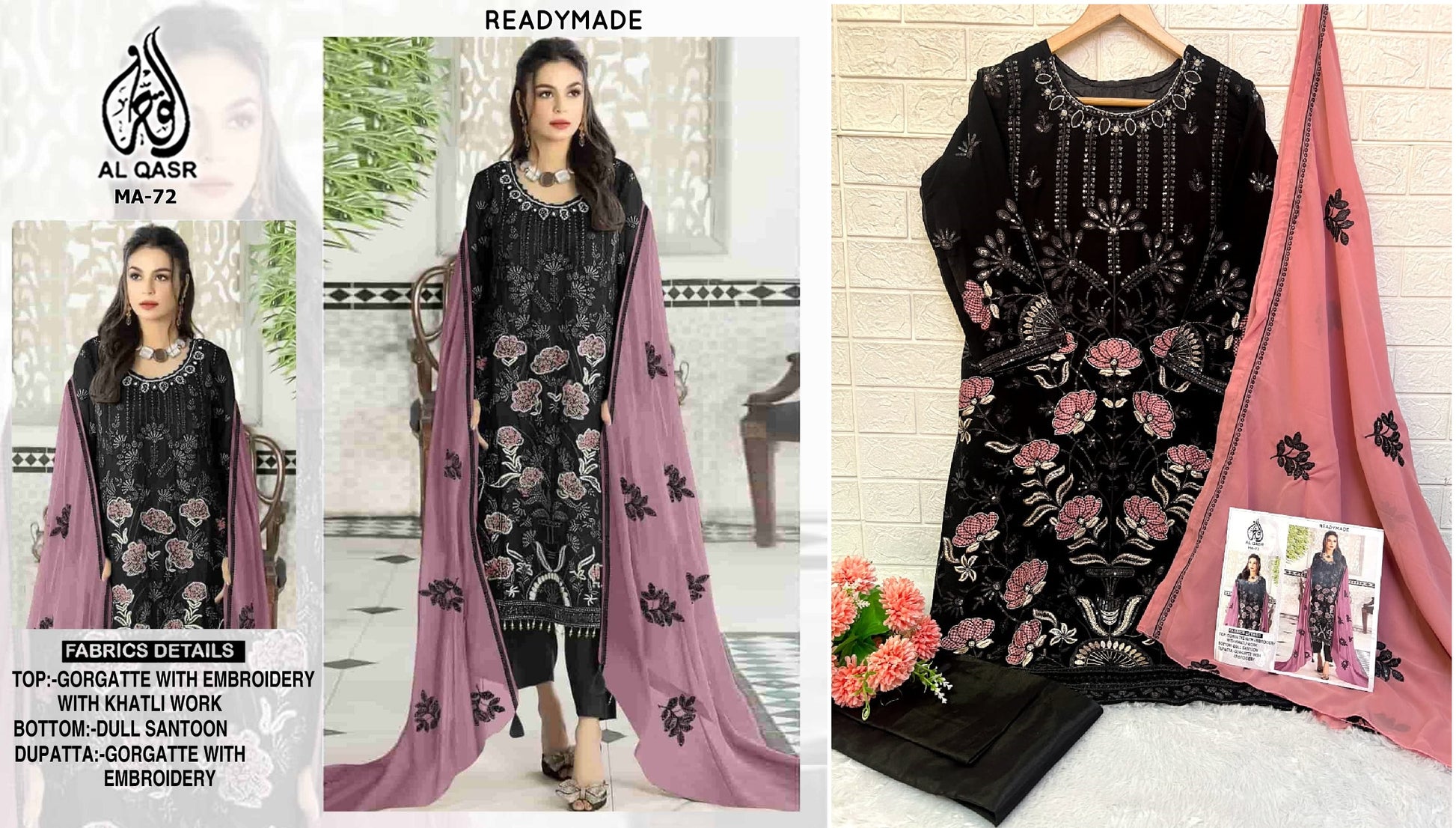 Ma-72 Black Al Qasr Pakistani Readymade Suits