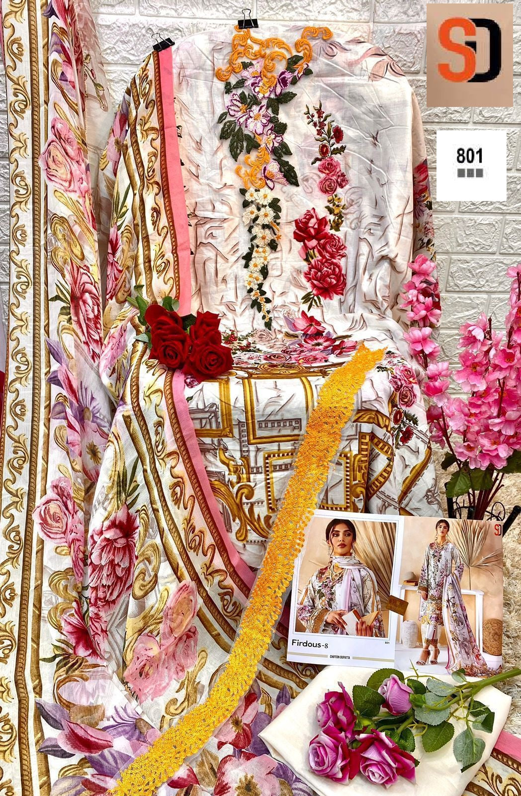 801 Shraddha Designer Printed Pakistani Patch Suits