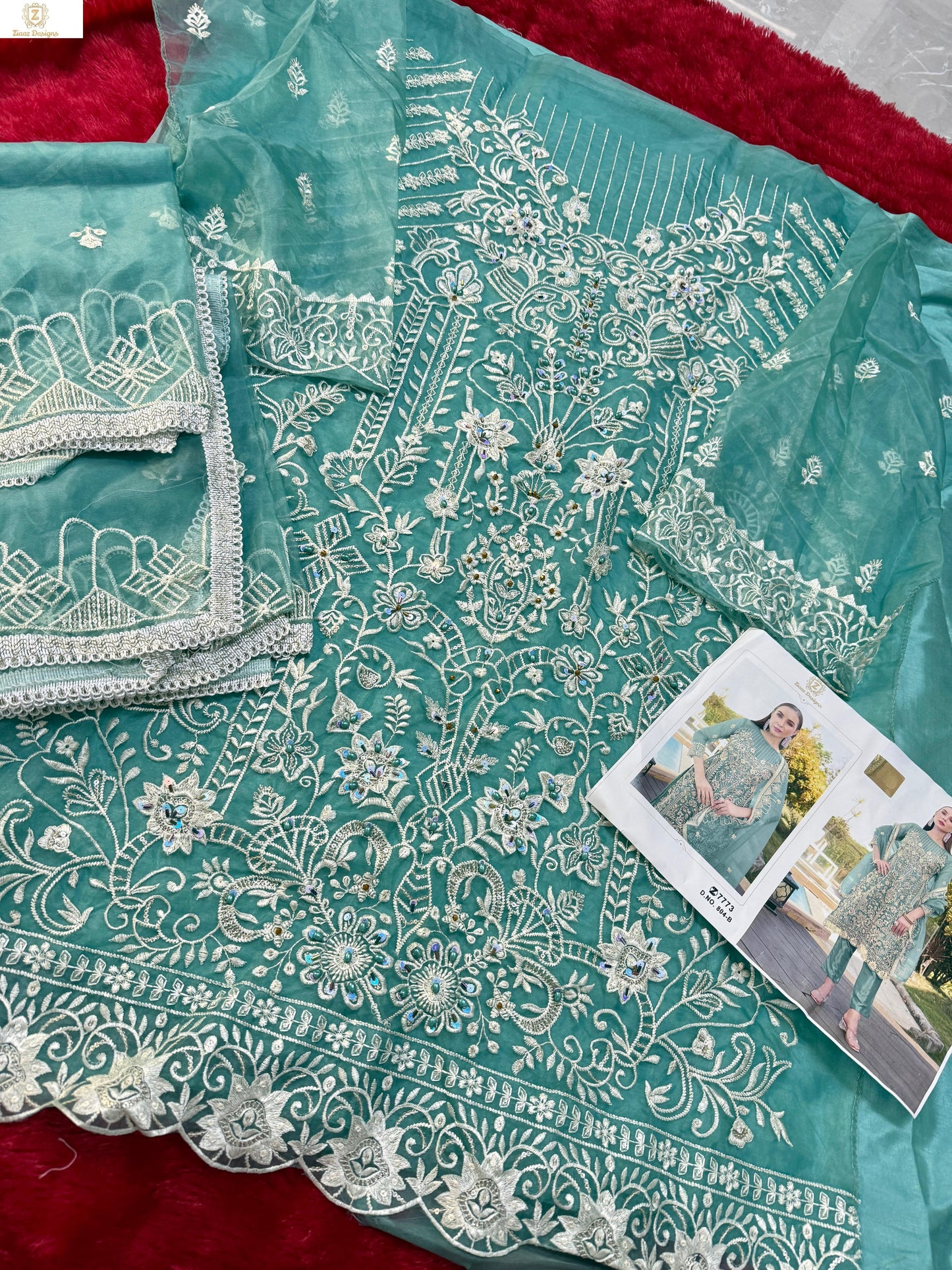 804-B Ziaaz Designs Organza Pakistani Salwar Suits
