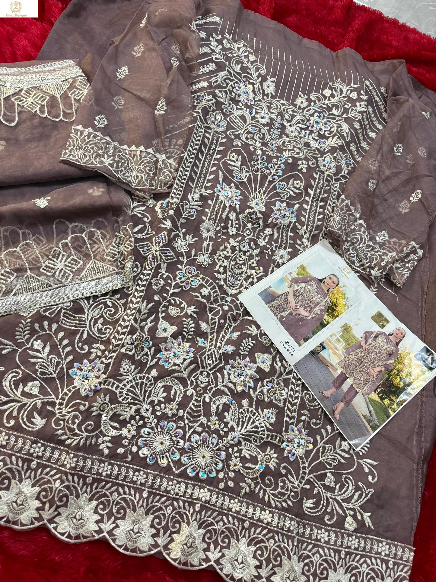 804-D Ziaaz Designs Organza Pakistani Salwar Suits
