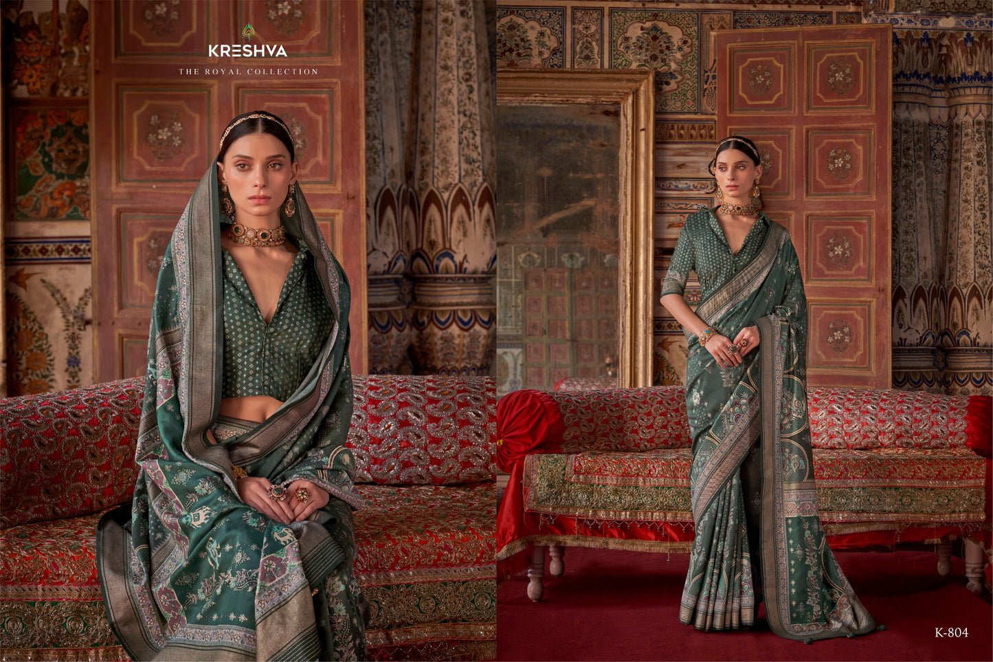 804 Indrani Kreshva Gold Finish Sarees