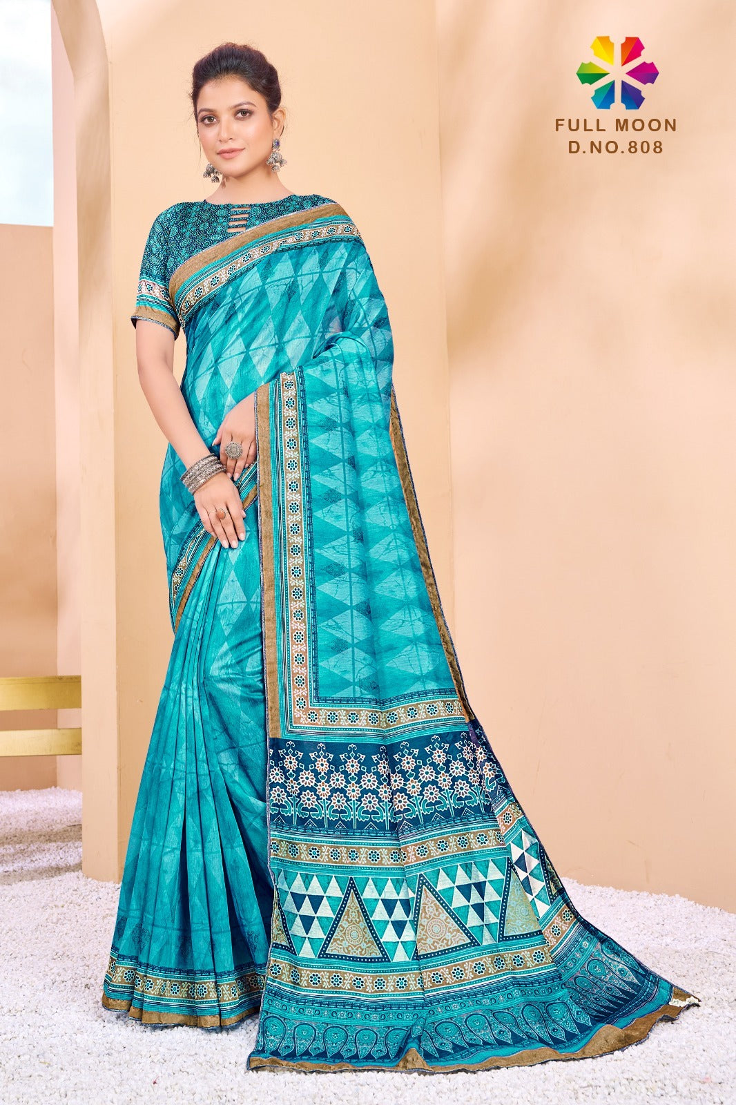 808 Full Moon Jivora Print Sarees