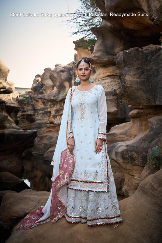 8090 Colours Strkq Sequence Work Pakistani Readymade Suits