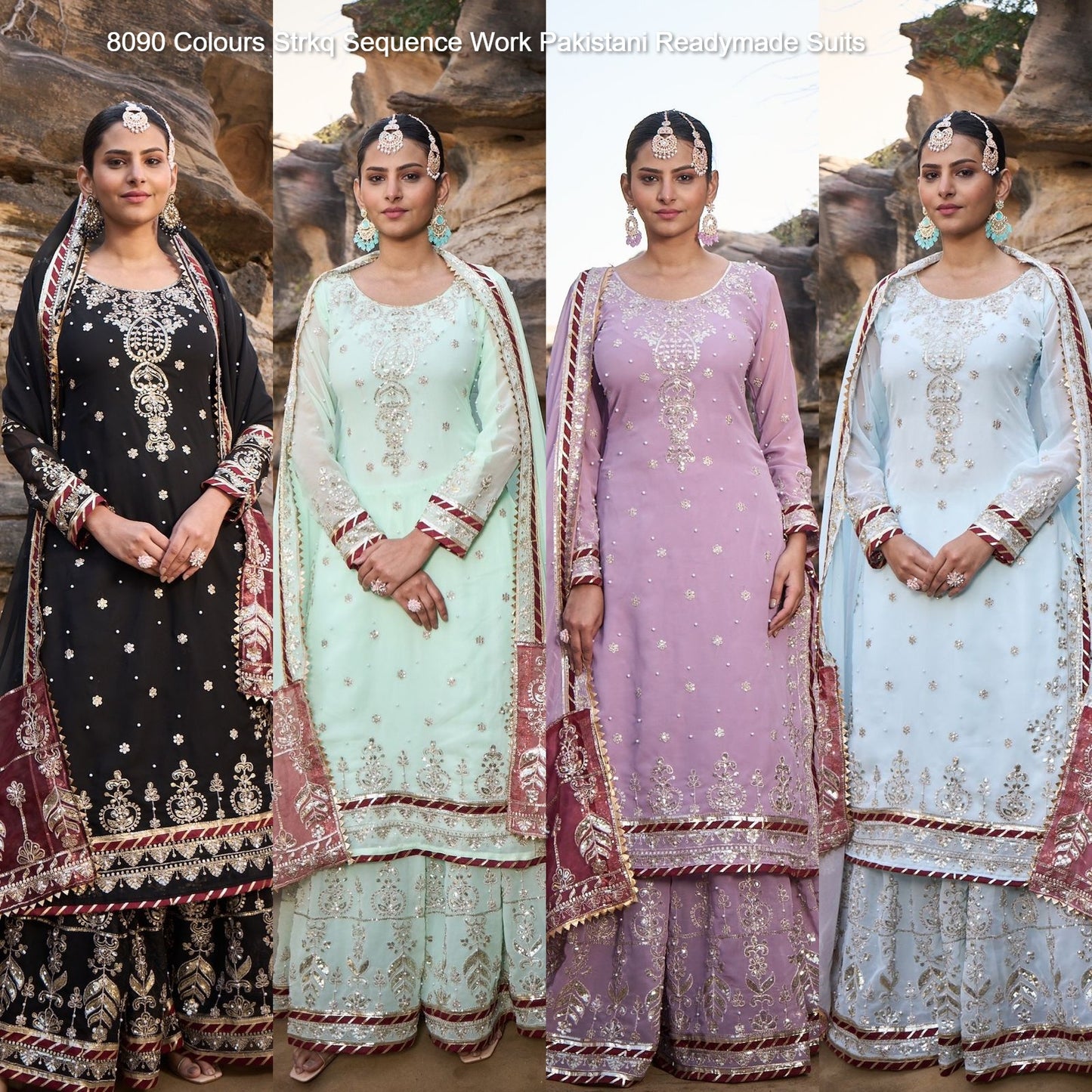 8090 Colours Strkq Sequence Work Pakistani Readymade Suits