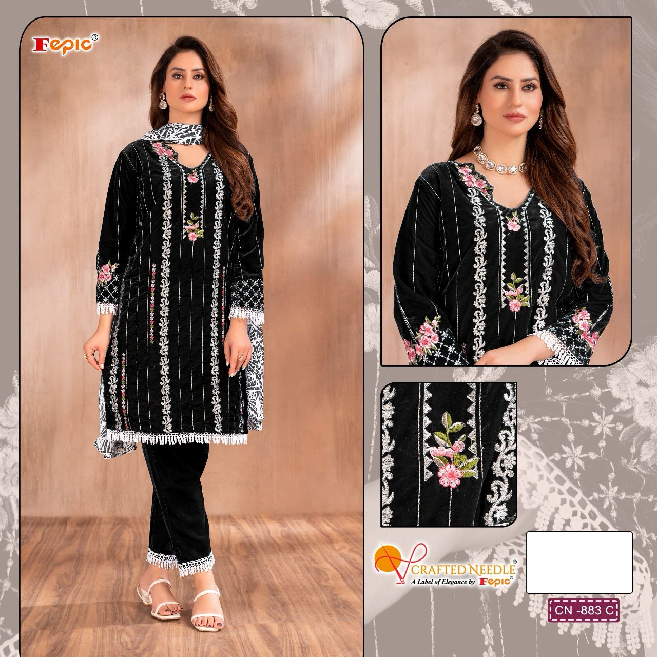 883C Crafted Needle Pakistani Readymade Suits