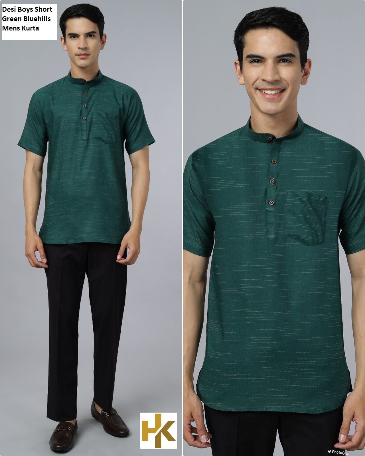 Desi Boys Short Green Bluehills Mens Kurta