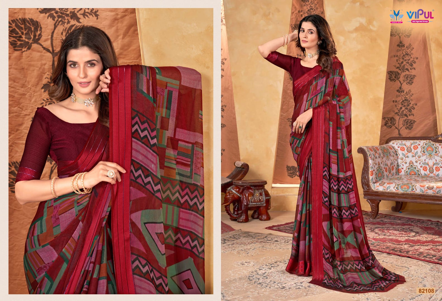 82108 Madhvi Vol 2 Vipul Chiffon Sarees