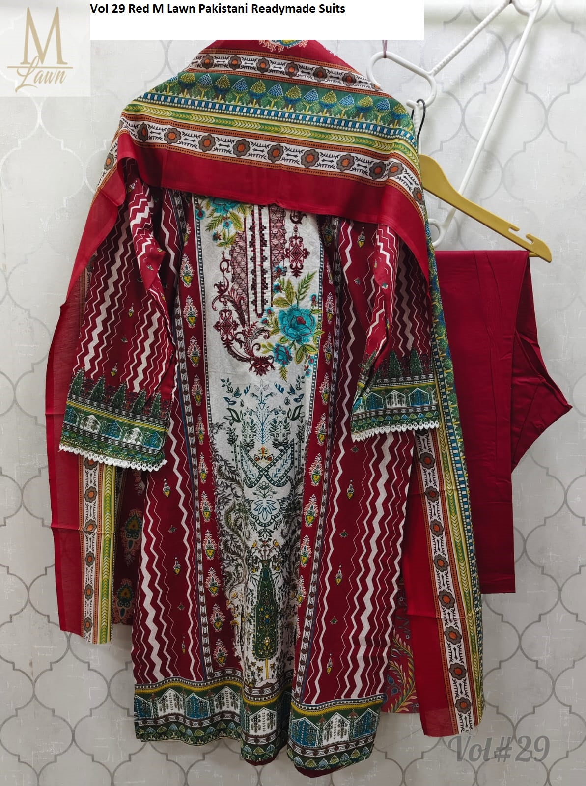 Vol 29 Red M Lawn Pakistani Readymade Suits