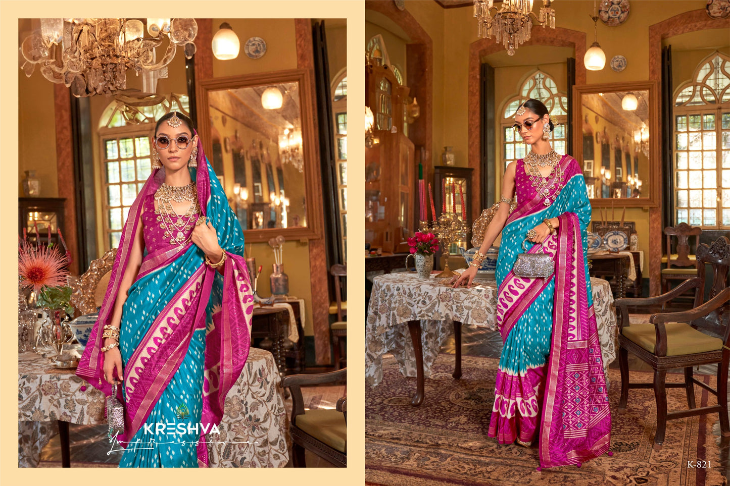 821 Palav Patola Kreshva Silk Sarees